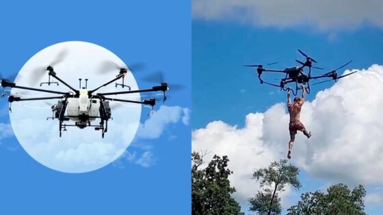 drone que ergueu um homem