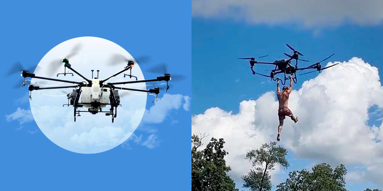 drone que ergueu um homem